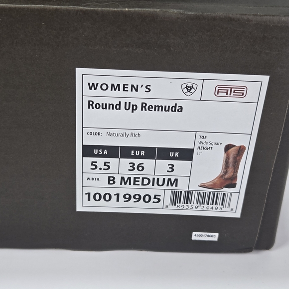 Ariat Women’s Round Up Remuda Brown Leather Cowboy Boots Women's 5.5 or 4 Youth - Picture 16 of 16